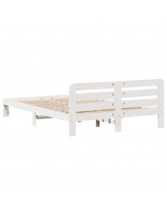 Letto senza Materasso Bianco 135x190 cm Legno Massello di Pino