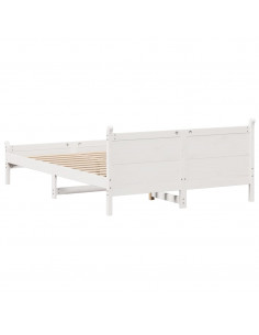 Letto senza Materasso Bianco 135x190 cm Legno Massello di Pino