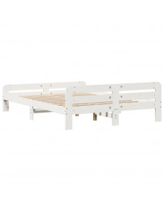 Letto senza Materasso Bianco 140x190 cm Legno Massello di Pino