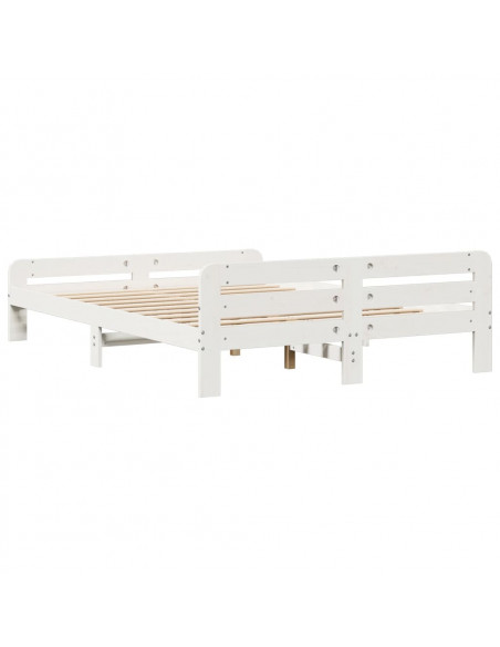 Letto senza Materasso Bianco 140x190 cm Legno Massello di Pino