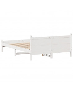 Letto senza Materasso Bianco 140x190 cm Legno Massello di Pino