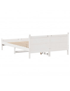 Letto senza Materasso Bianco 150x200 cm Legno Massello di Pino