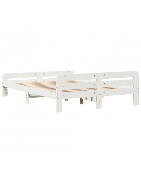 Letto senza Materasso Bianco 150x200 cm Legno Massello di Pino