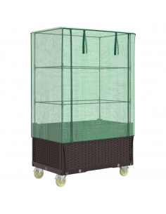 Letto Rialzato con Copertura e Ruote Effetto Rattan 80x50x182cm 2