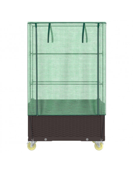 Letto Rialzato con Copertura e Ruote Effetto Rattan 80x50x182cm