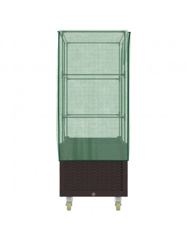 Letto Rialzato con Copertura e Ruote Effetto Rattan 80x50x182cm