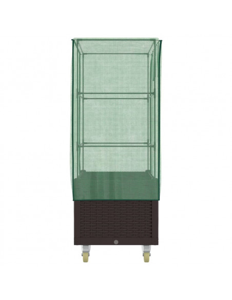 Letto Rialzato con Copertura e Ruote Effetto Rattan 80x50x182cm