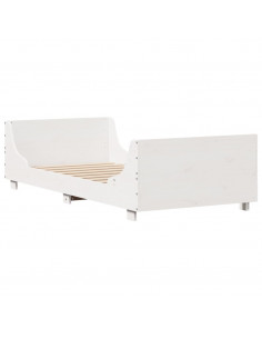 Letto senza Materasso Bianco 75x190 in Legno Massello di Pino