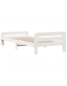 Letto senza Materasso Bianco 75x190 in Legno Massello di Pino