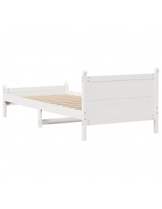 Letto senza Materasso Bianco 75x190 in Legno Massello di Pino