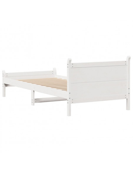 Letto senza Materasso Bianco 75x190 in Legno Massello di Pino