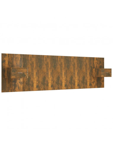 Testiera Letto con Comodini in Legno Multistrato Rovere Fumo