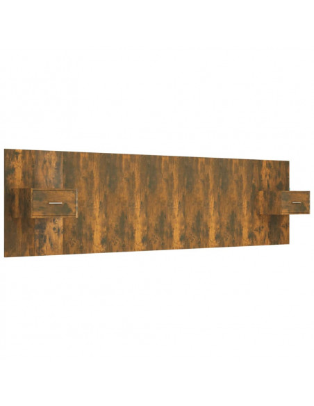 Testiera Letto con Comodini in Legno Multistrato Rovere Fumo