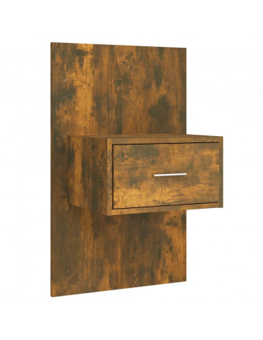 Testiera Letto con Comodini in Legno Multistrato Rovere Fumo