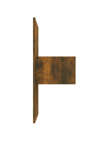 Testiera Letto con Comodini in Legno Multistrato Rovere Fumo