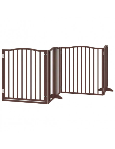 Cancello Cani Porta Pieghevole Marrone 6 Pannelli 480cm Pioppo