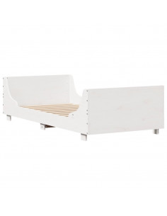 Letto senza Materasso Bianco 90x190 cm in Legno Massello Pino
