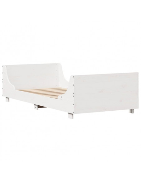 Letto senza Materasso Bianco 90x190 cm in Legno Massello Pino