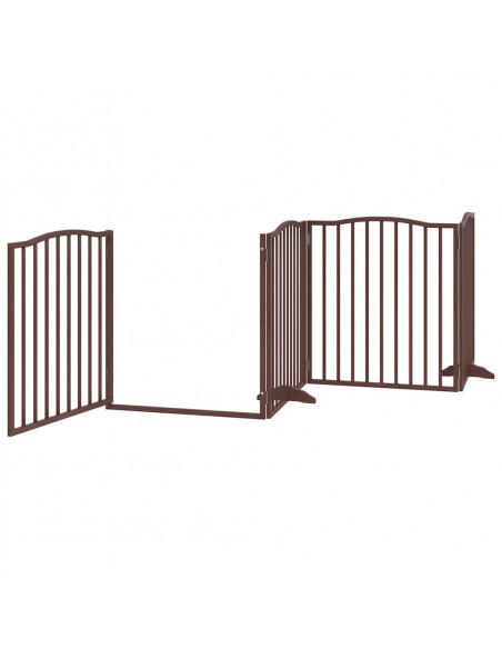 Cancello Cani Porta Pieghevole Marrone 6 Pannelli 480cm Pioppo