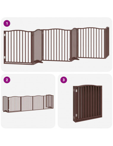 Cancello Cani Porta Pieghevole Marrone 6 Pannelli 480cm Pioppo