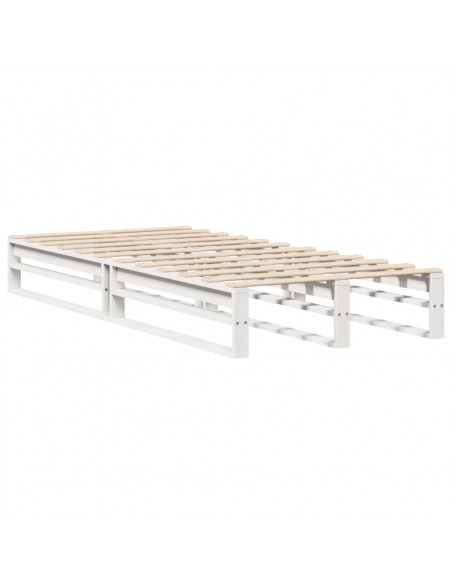 Letto senza Materasso Bianco 90x190 cm in Legno Massello Pino