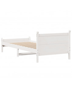 Letto senza Materasso Bianco 90x190 cm in Legno Massello Pino