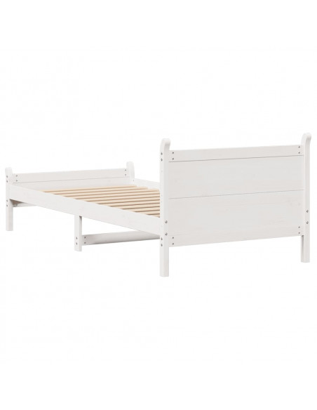 Letto senza Materasso Bianco 90x190 cm in Legno Massello Pino
