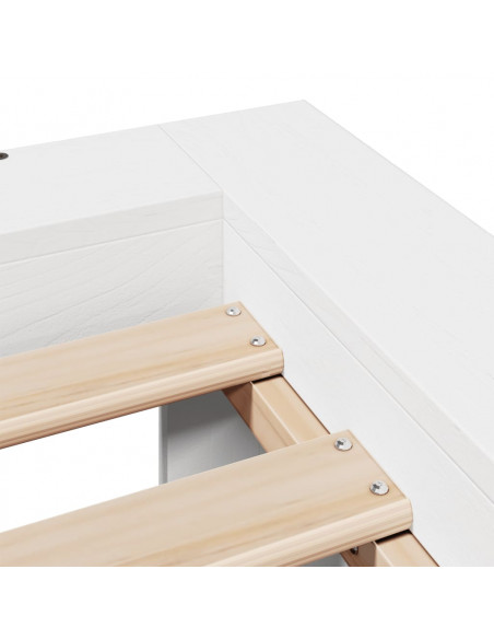 Letto senza Materasso Bianco 90x190 cm in Legno Massello Pino