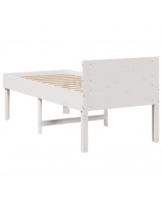 Letto senza Materasso Bianco 90x190 cm in Legno Massello Pino