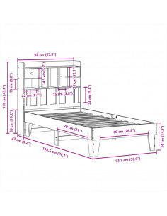 Letto senza Materasso Bianco 90x190 cm in Legno Massello Pino
