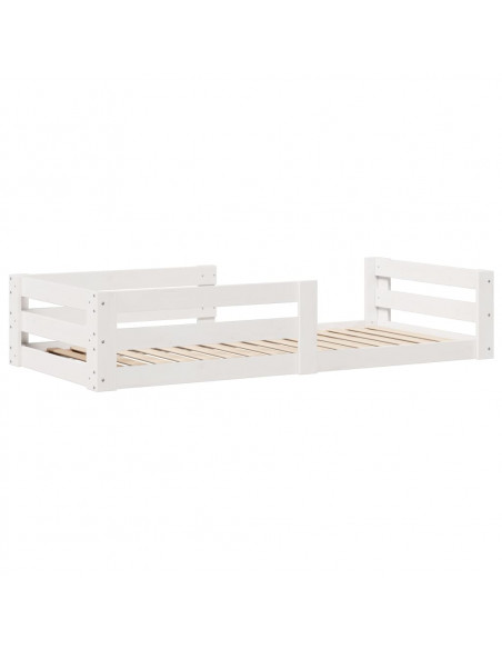 Letto senza Materasso Bianco 90x190 cm in Legno Massello Pino