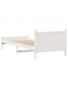 Letto senza Materasso Bianco 90x200 cm Legno Massello di Pino