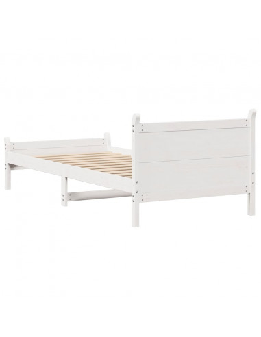Letto senza Materasso Bianco 90x200 cm Legno Massello di Pino