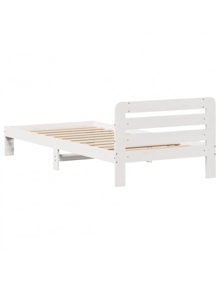 Letto senza Materasso Bianco 90x200 cm Legno Massello di Pino