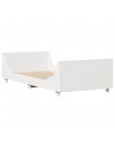 Letto senza Materasso Bianco 90x200 cm Legno Massello di Pino