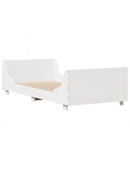 Letto senza Materasso Bianco 90x200 cm Legno Massello di Pino