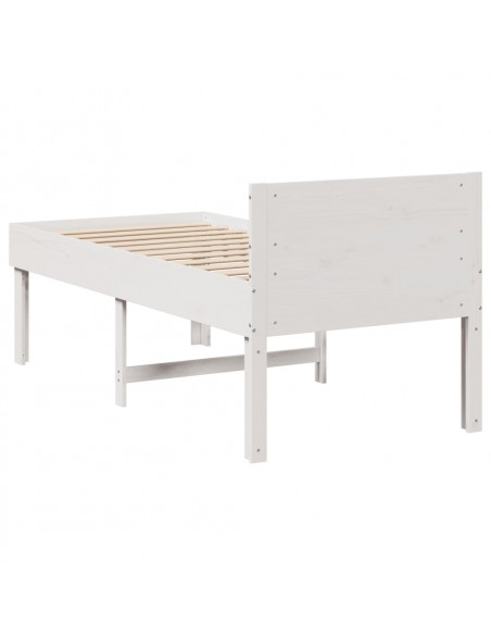 Letto senza Materasso Bianco 90x200 cm Legno Massello di Pino