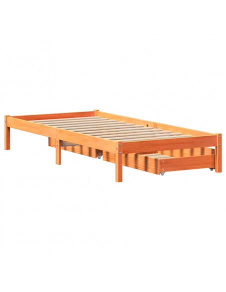 Letto senza Materasso Marrone Cera 100x200 cm in Legno di Pino