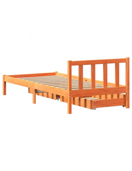 Letto senza Materasso Marrone Cera 100x200 cm in Legno di Pino