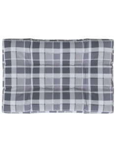 Cuscino per Pallet a Quadri Grigi 120x80x12 cm in Tessuto 2