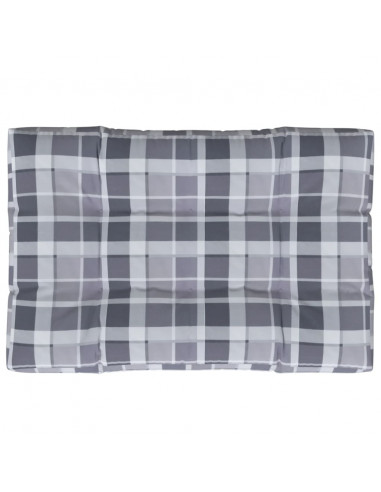 Cuscino per Pallet a Quadri Grigi 120x80x12 cm in Tessuto