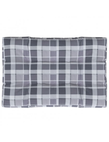 Cuscino per Pallet a Quadri Grigi 120x80x12 cm in Tessuto