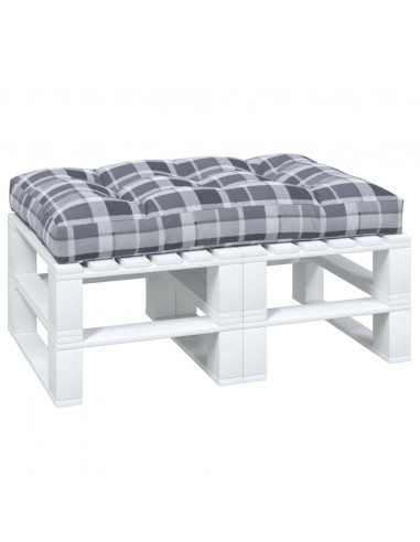 Cuscino per Pallet a Quadri Grigi 120x80x12 cm in Tessuto