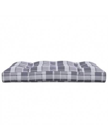 Cuscino per Pallet a Quadri Grigi 120x80x12 cm in Tessuto