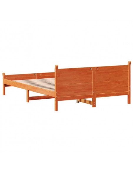 Letto senza Materasso Marrone Cera 135x190 cm in Legno di Pino