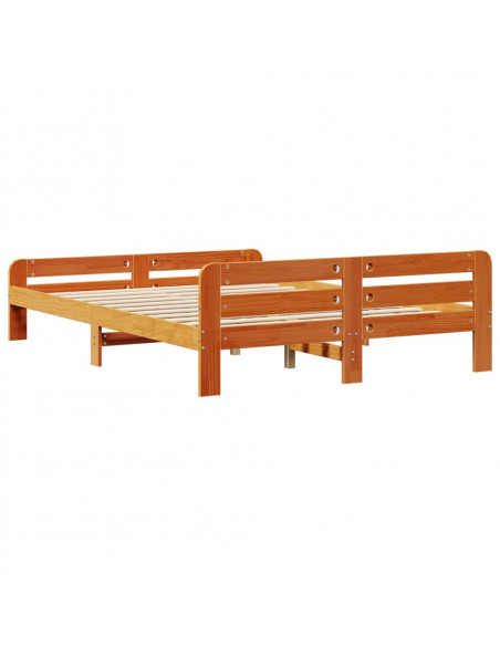 Letto senza Materasso Marrone Cera 140x190 cm in Legno di Pino