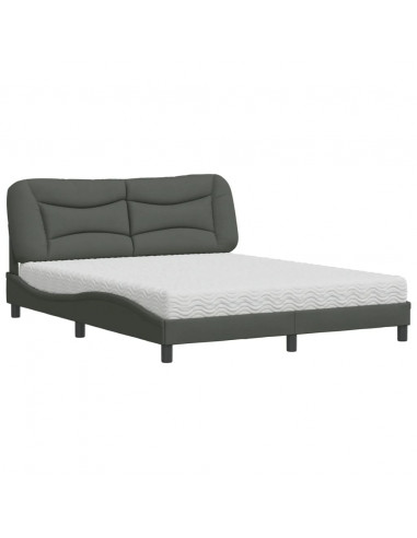 Letto con Materasso Grigio Scuro 160x200 cm Tessuto