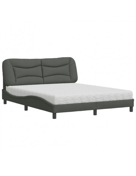 Letto con Materasso Grigio Scuro 160x200 cm Tessuto