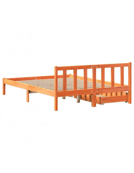 Letto senza Materasso Marrone Cera 160x200 cm in Legno di Pino