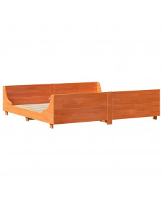 Letto senza Materasso Marrone Cera 200x200 cm in Legno di Pino